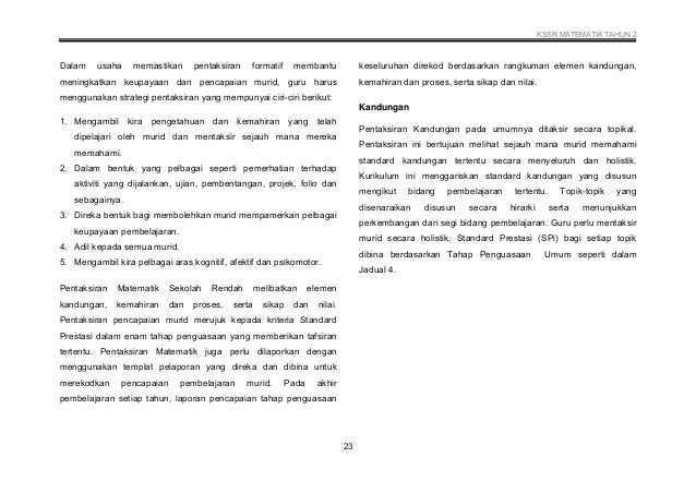 Dskp Matematik Tahun 2