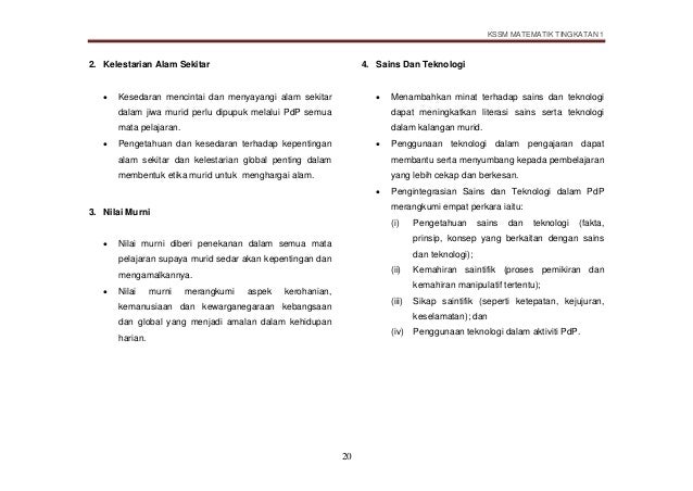 Dskp Matematik Tingkatan 1