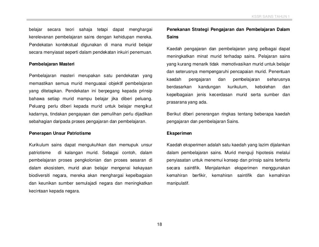 Dskp Sains Tahun 1 2019  Koleksi rancangan pengajaran tahunan rpt 2019