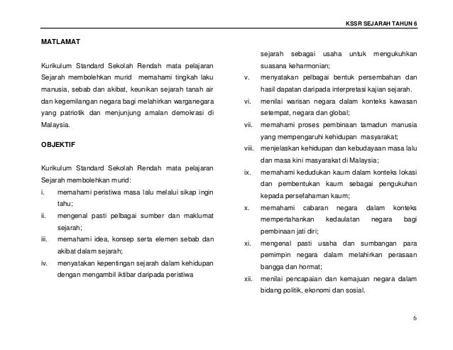 DSKP SEJARAH TAHUN 6