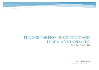 THE COMPARISON OF CONTENT AND
LEARNING STANDARDS
Year 3 to Year 6 (SK)
SALEHA MERSIN
SISC+ BI(SR) PPD KENINGAU SABAH
 