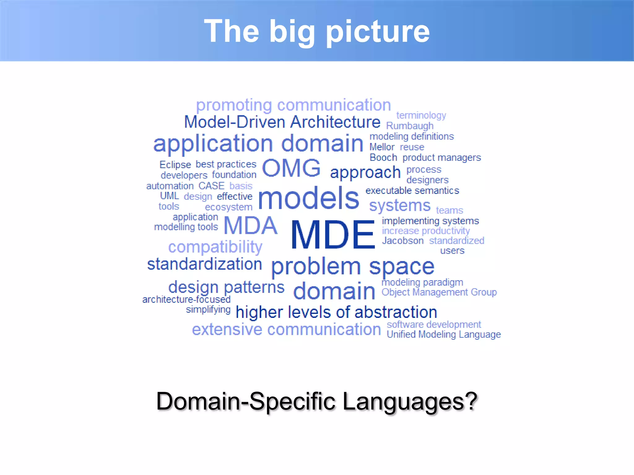 The big picture




Domain-Specific Languages?
 