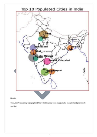 77
Result:
Thus, the Visualizing Geographic Data with Basemap was successfully executed and practically
verified.
 