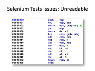 Selenium Tests Issues: Unreadable
 