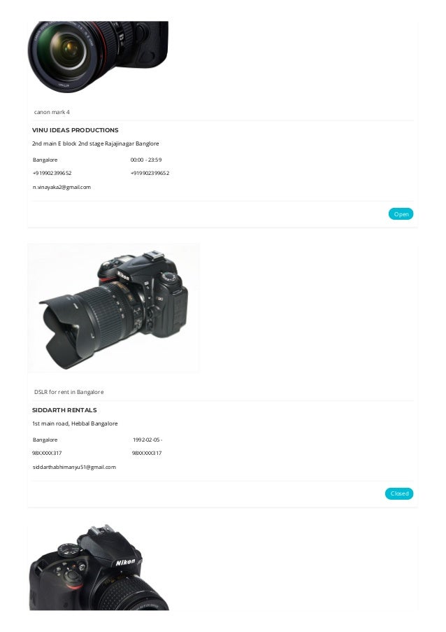 Dslr camera for rent in Bangalore