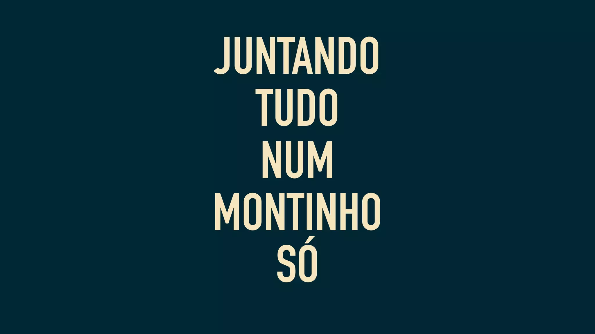 JUNTANDO
TUDO
NUM
MONTINHO
SÓ
 
