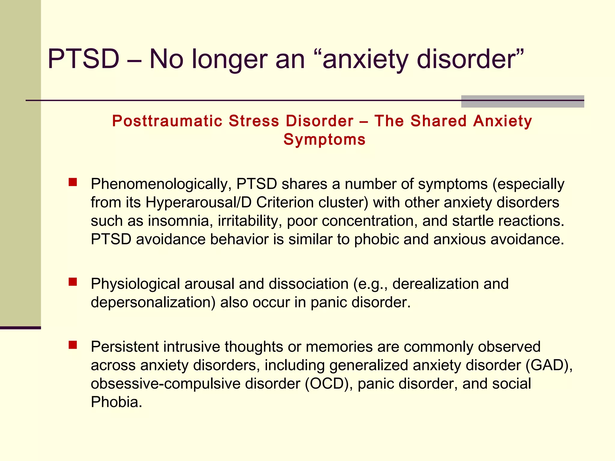 BRIEF FOCUS: Persistent Depressive
Disorder (Dysthymia) & Bipolar Disorders
 This disorder represents a consolidation of the DSM-IV defined Chronic
Major Depressive Disorder and Dysthymic Disorder
 The largest revelation from this consolidation was the fact that there was a
disorder in the DSM-IV called Chronic Major Depressive Disorder … who
knew?!
 Diagnostic criteria for bipolar disorders now include both changes in mood
and changes in activity or energy.
 Other Specified Bipolar and Related Disorders now allows for
diagnosing this condition if hypomania bipolar II is less than 4 days (i.e., 2-3
days), or if too few symptoms of hypomania are met but the duration is 4
days.
 Thus if you can’t meet the criteria to meet Bipolar II D/O, we’ll give you
another shot at having some Bipolar diagnosis. We LOVE Bipolar
Disorder!!!
 