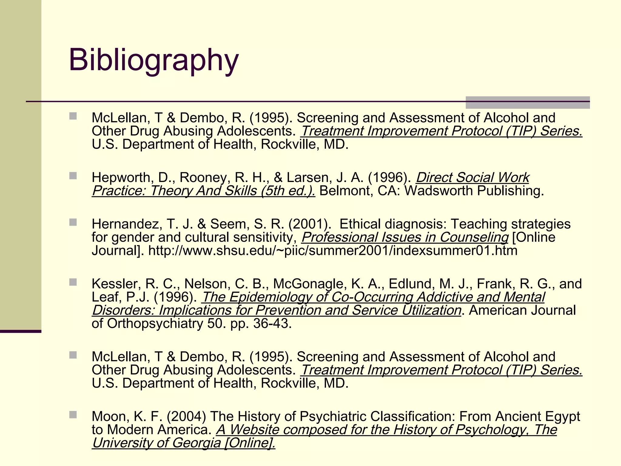 Substance Use Disorder Exercise #2
 Francis is a client referred to you for an evaluation. The client has been
sent to you for her 3rd
VOP on a 4 year old charge of fraudulent
prescription writing (opiates). Since that time, the client has been to a
new doctor and continues getting a prescription of opiates from a different
doctor. Francis reported an increase in tolerance to the prescription
opiates. When contacting the doctor (Dr. Bombay), he reported that
Francis is doing well on her medication and has the physical pain and
problems proven in her MRI/CAT scan workups that back up her claims.
 When asked if the doctor ever performs urine drug screens or monitoring
of medication counts while in the office, the doctor stated he did not. The
client came up positive for oxycodone upon the evaluation, but refused to
bring in her medication (during both the evaluation and the follow-up
session). She stated that her reason for “refusing” was that she simply
forgot. When asking the Probation Officer if she was aware of the
medications that Francis was on she stated she was and has done pill
counts on 5 occasions (in the past 5 months due to her suspicions of
Francis), 2 of which the pill counts were off by 17 – 24 pills. Francis also
pulled 2 negative urine drug screens on those 2 occasions while the other
3 were positive for oxycodone, which is consistent with her prescription.
Her test was positive for oxycodone & morphine during your evaluation.
 