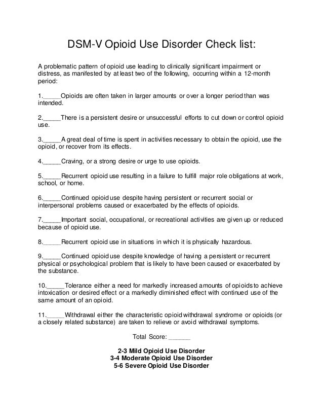 DSMV OUD Checklist