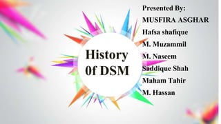 History
0f DSM
Presented By:
MUSFIRA ASGHAR
Hafsa shafique
M. Muzammil
M. Naseem
Saddique Shah
Maham Tahir
M. Hassan
 