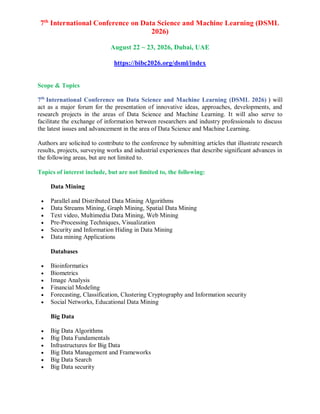 7th International Conference on Data Science and Machine Learning (DSML ...