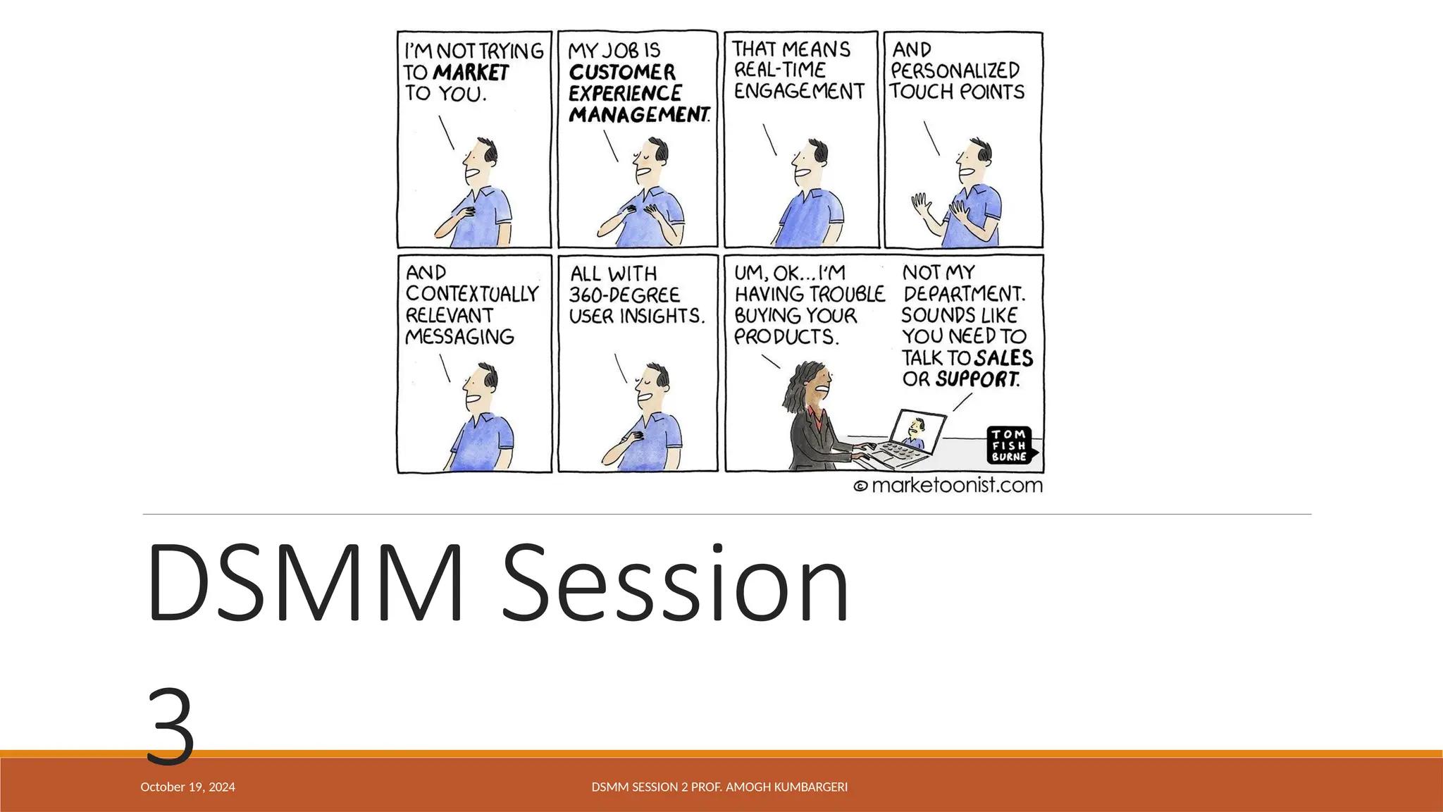 DSMM Session
3
October 19, 2024 DSMM SESSION 2 PROF. AMOGH KUMBARGERI
 