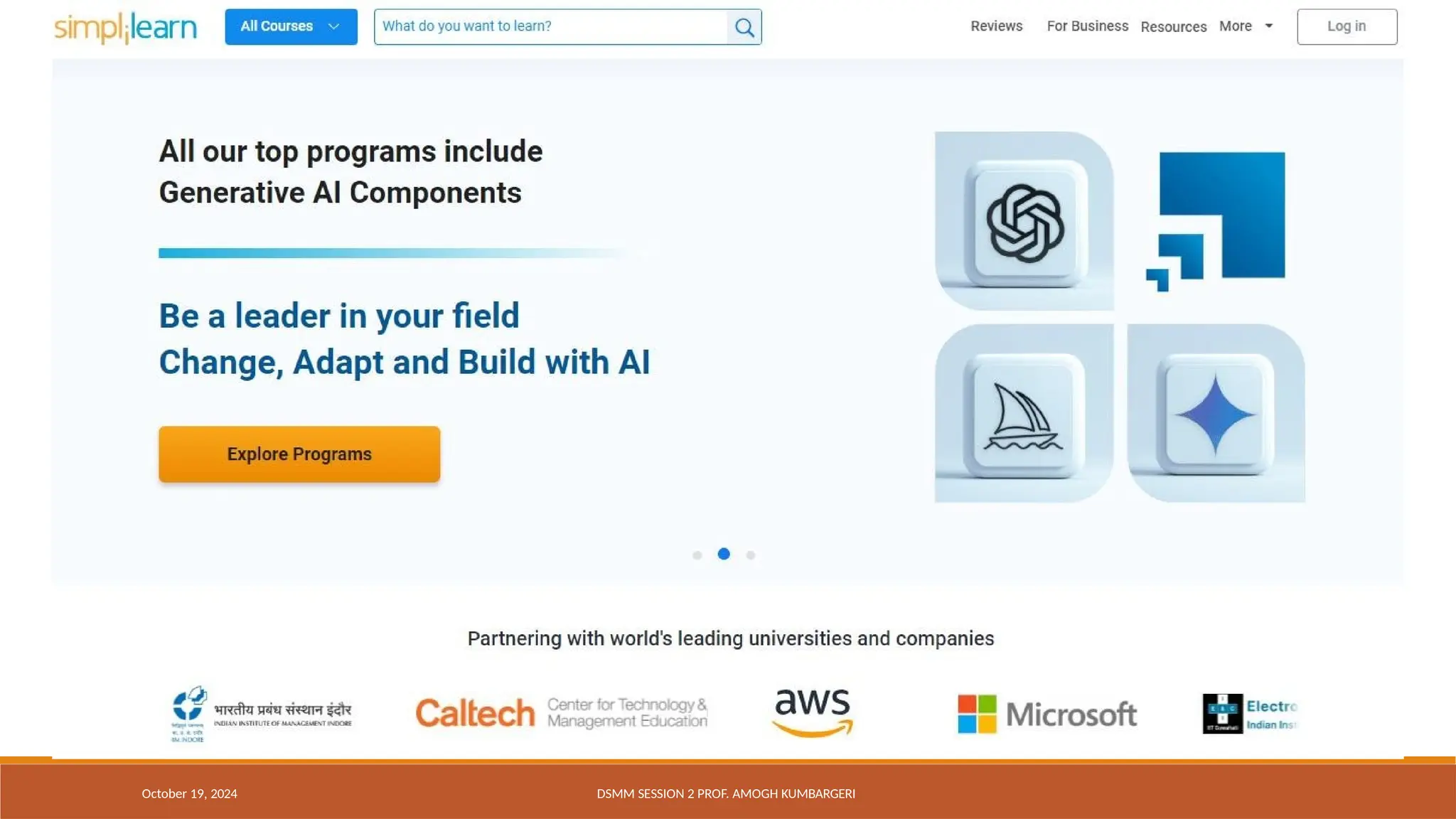 October 19, 2024 DSMM SESSION 2 PROF. AMOGH KUMBARGERI
 