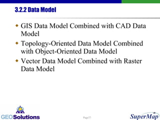 3.2.2 Data Model GIS Data Model Combined with CAD Data Model Topology-Oriented Data Model Combined with Object-Oriented Data Model Vector Data Model Combined with Raster Data Model 