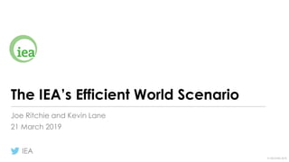 © OECD/IEA 2018
The IEA’s Efficient World Scenario
Joe Ritchie and Kevin Lane
21 March 2019
IEA
 