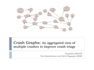 Crash Graphs: An aggregated view of
multiple crashes to improve crash triage

                                       Sung Kim (HKUST)
                 Tom Zimmermann and Nachi Nagappan (MSR)
 