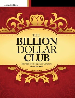 Industry News




                          The

          Billion
          DollaR
           Club How the Top Companies Compare
                        by Brittany Glenn
 