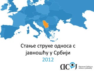 Стање струке односа с
  јавношћу у Србији
        2012
 