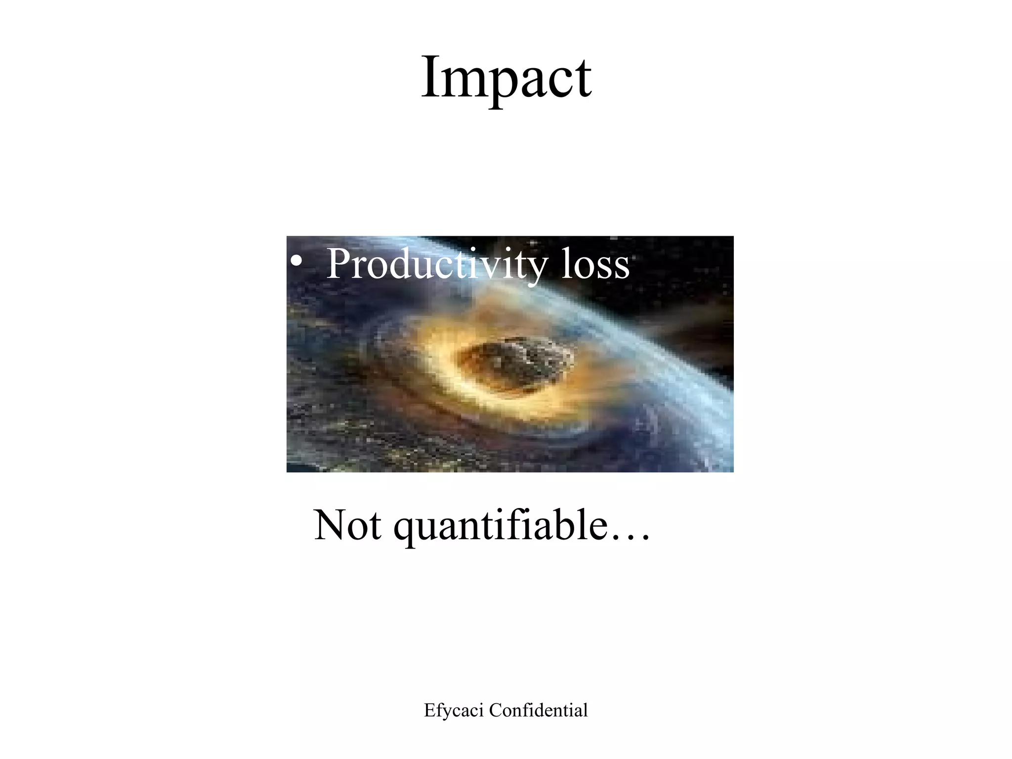 Impact Not quantifiable… Productivity loss