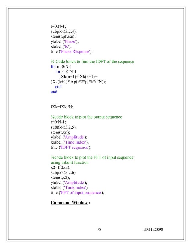 Digital Signal Processing Lab Manual ECE students