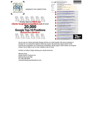 Car Dealers Google Page One Results Houston
