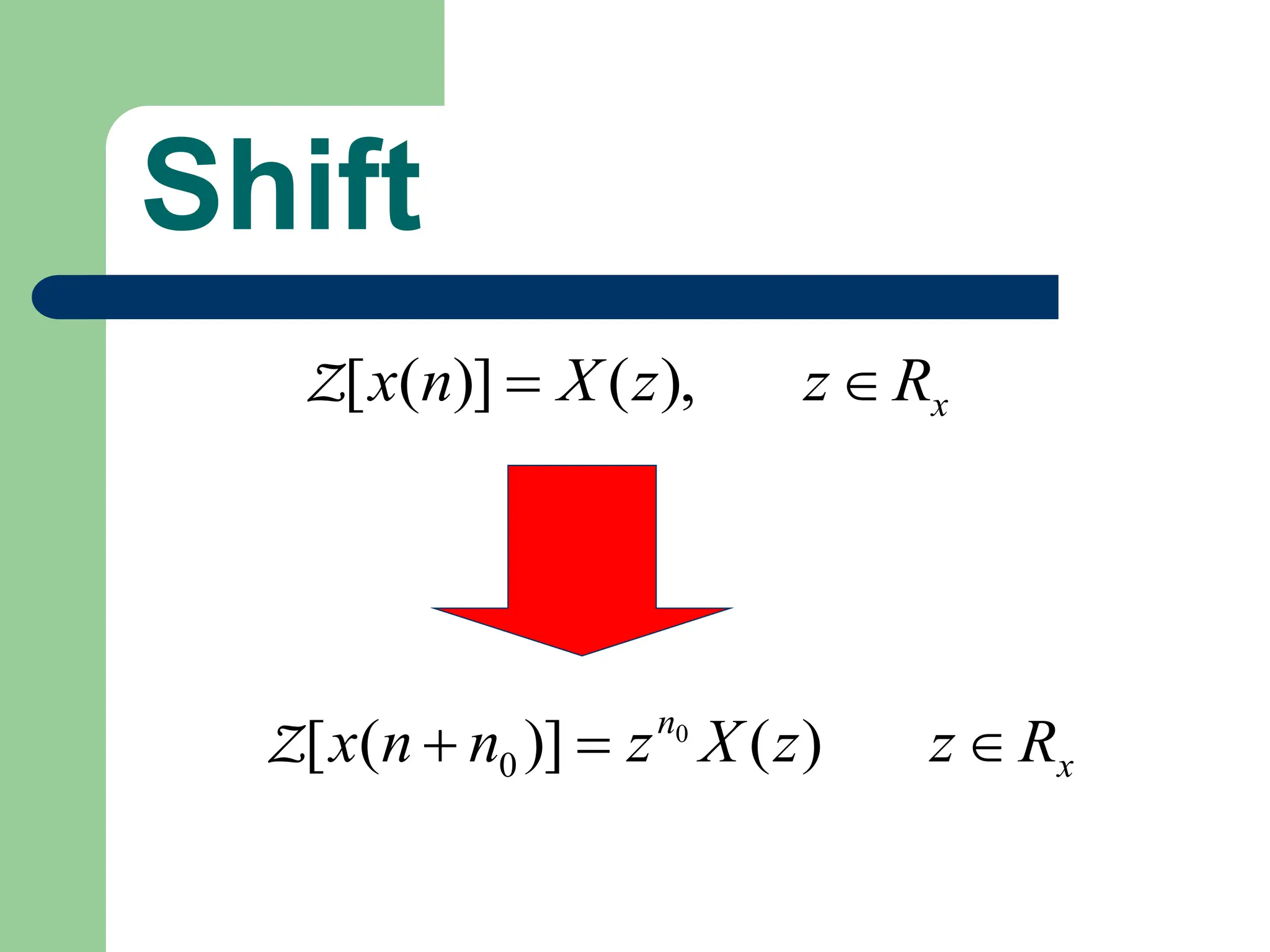 Shift
x
R
z
z
X
n
x 
 ),
(
)]
(
[
Z
x
n
R
z
z
X
z
n
n
x 

 )
(
)]
(
[ 0
0
Z
 