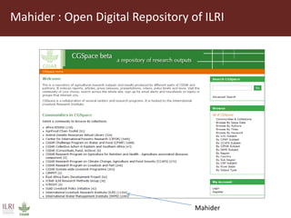 Using DSpace at ILRI
