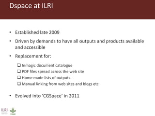 Using DSpace at ILRI