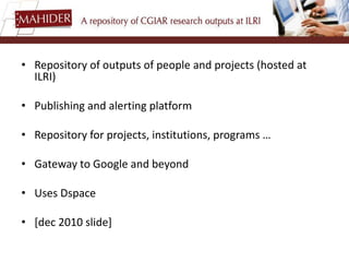 Using DSpace at ILRI