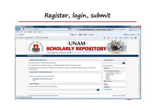 Register, login, submit
 