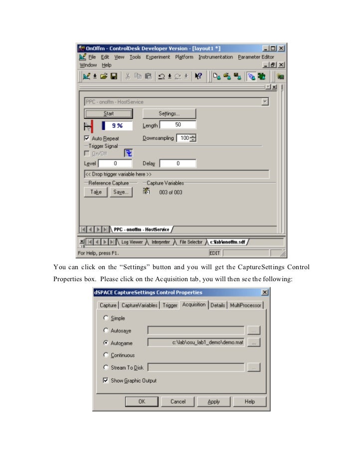 Dspace control desk software usage - daserhook