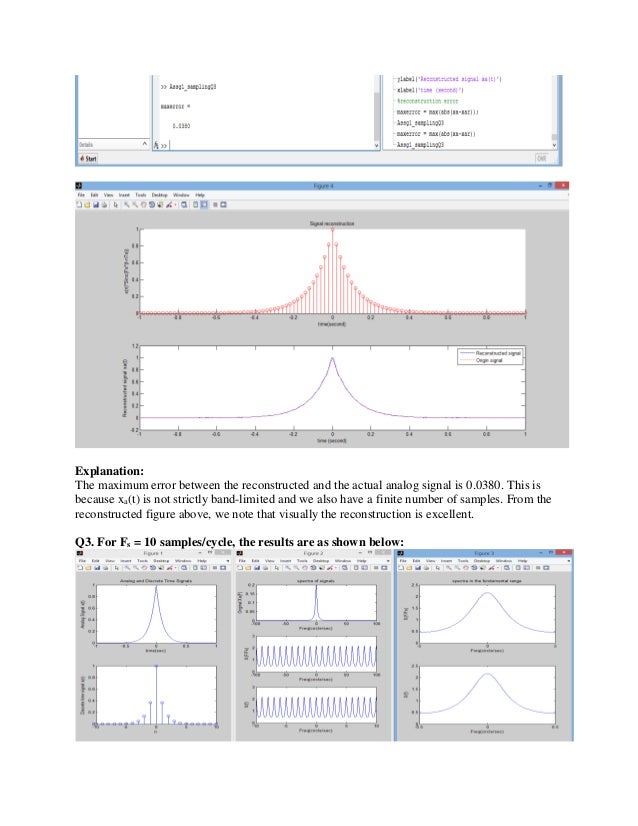 DIGITAL SIGNAL PROCESSING Sampling and Reconstruction on MATLAB