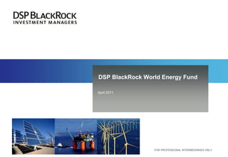 DSP BlackRock World Energy Fund

April 2011




                 FOR PROFESSIONAL INTERMEDIARIES ONLY
 