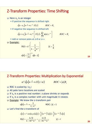 x
nZ
o RROCzXznnx o
x
n
nnZ
o RROCzzXznnx
o
o
x(n)-
0n
x
Zn
RROCzXnx /
nurenurenunrnx
njnj
o
n oo
2
1
2
1
cos
 