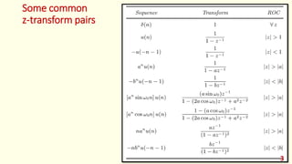 Some common
z-transform pairs
3
 