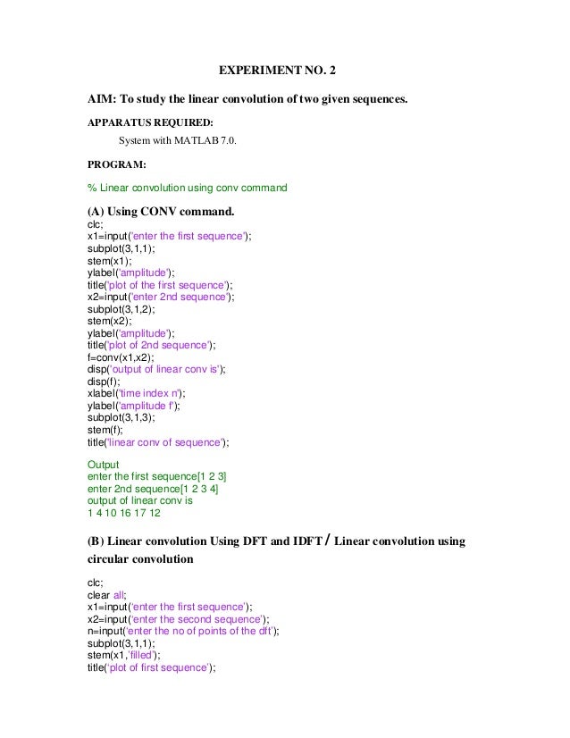 convolution in matlab without using conv function pdf
