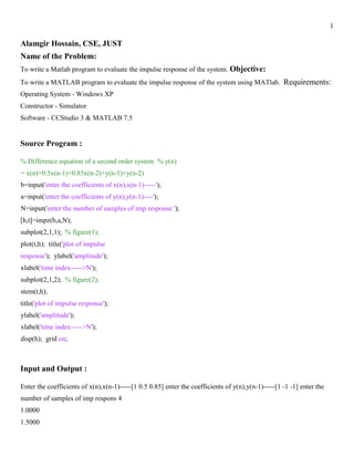Digital signal Processing all matlab code with Lab report | PDF