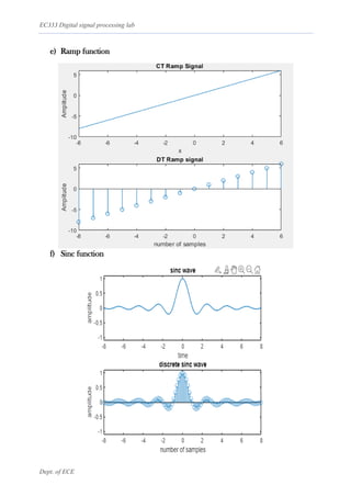 EC333 Digital signal processing lab
Dept. of ECE
e) Ramp function
f) Sinc function
 