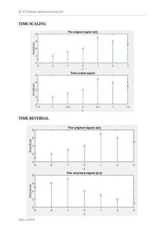 EC333 Digital signal processing lab
Dept. of ECE
TIME SCALING
TIME REVERSAL
 