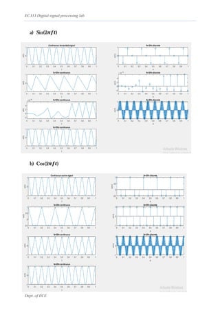 EC333 Digital signal processing lab
Dept. of ECE
a) Sin(2𝝅𝒇𝒕)
b) Cos(2𝝅𝒇𝒕)
 