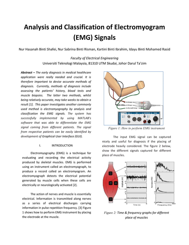 Dsp lab report Analysis and classification of EMG signal using MATLAB.