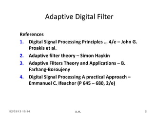 Dsp lecture vol 7 adaptive filter | PPT | Digital Audio | Computer ...