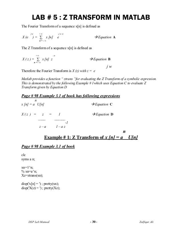 Program To Find Inverse Z Transform In Matlab Program To Find Inverse Z Transform In Matlab