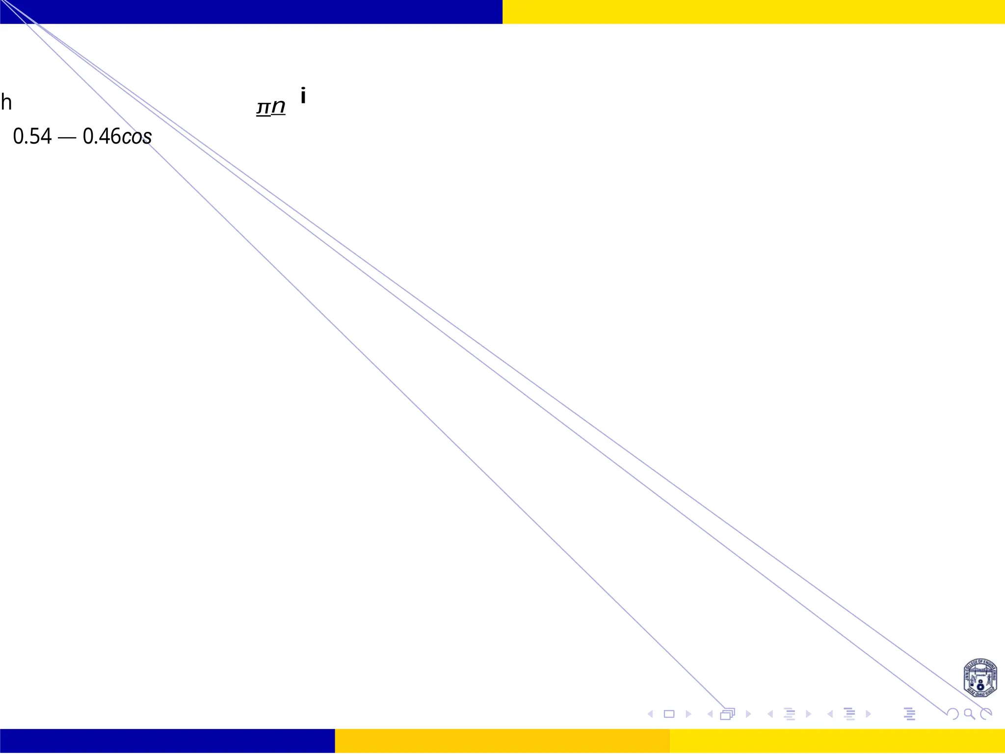 FIR Filter Design Low Pass FIR Filter
Design
61 /
October 25,
UNIT - 7: FIR Filter
Dr. Manjunatha. P (JNNCE)
h
0.54 — 0.46cos
πn i
1
 