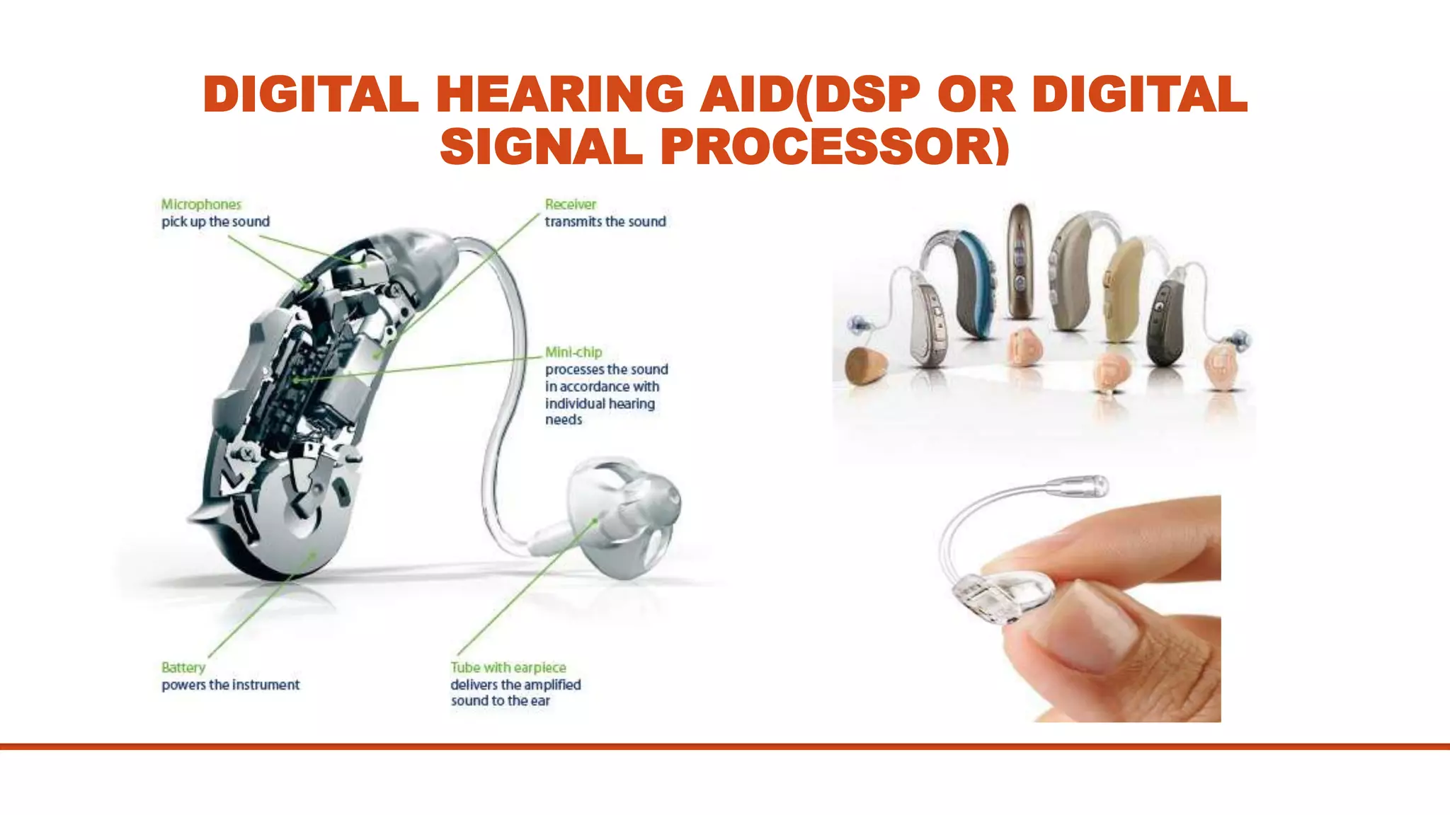 DIGITAL HEARING AID(DSP OR DIGITAL
SIGNAL PROCESSOR)
 