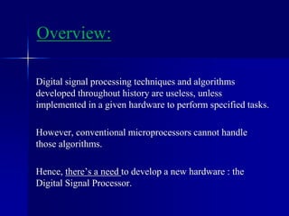 Digital Signal Processors - DSP's | PPTX