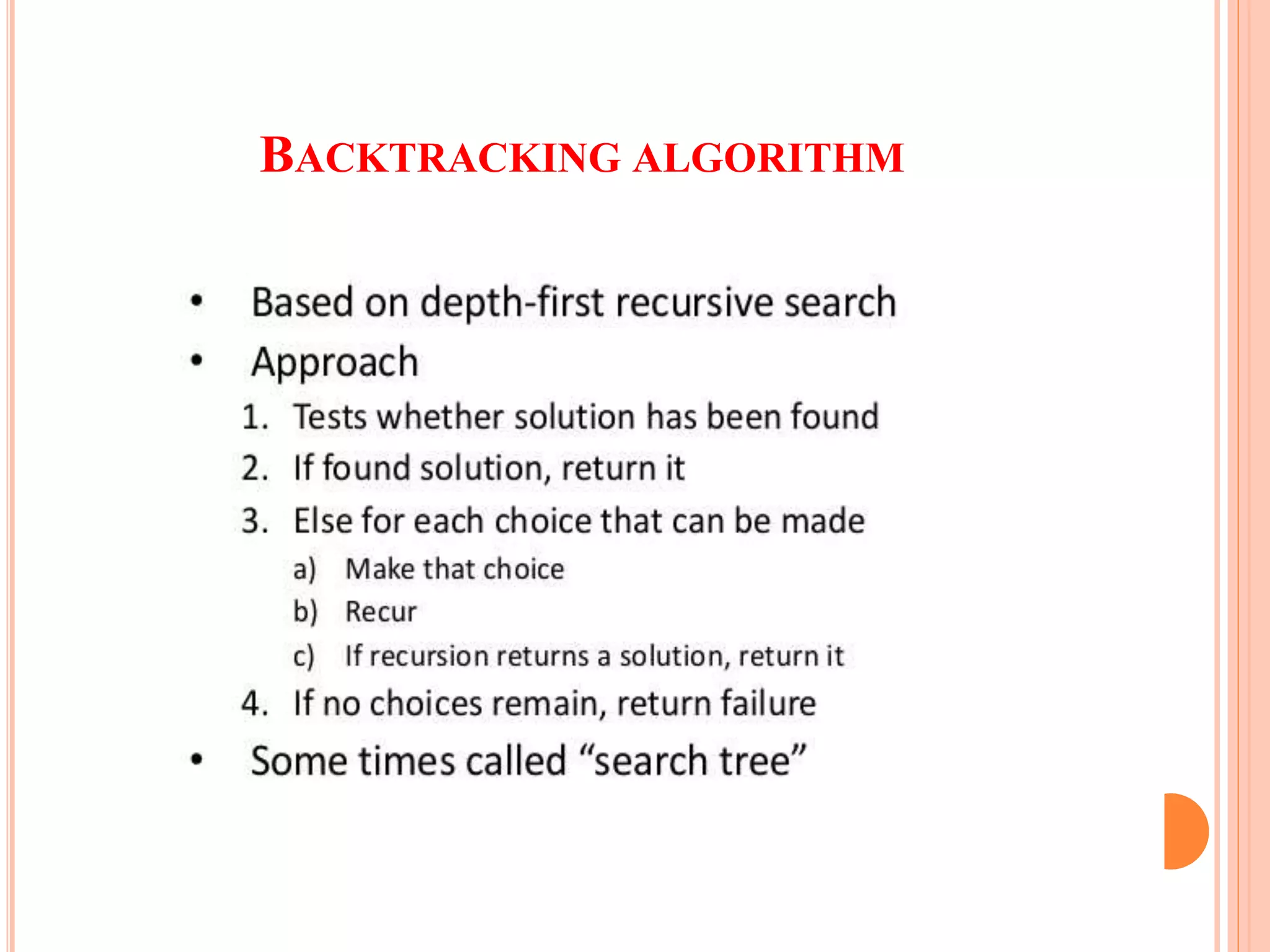 BACKTRACKING ALGORITHM
 