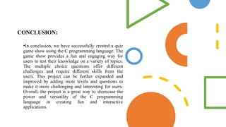 Interactive Quiz Game Show Using C Programming and Data Structures | PPTX