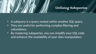 Advanced structure query language, Data science | PPT