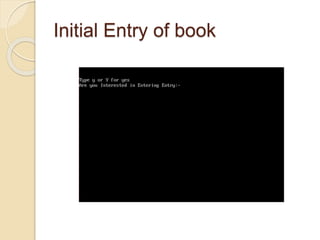 Initial Entry of book
 